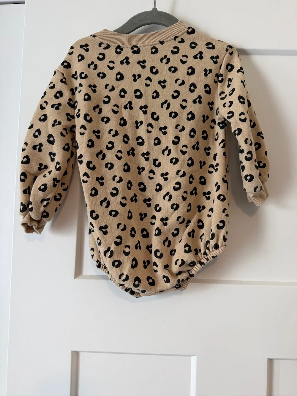 Old Navy Beige & Black Leopard Print Long-Sleeve Romper
